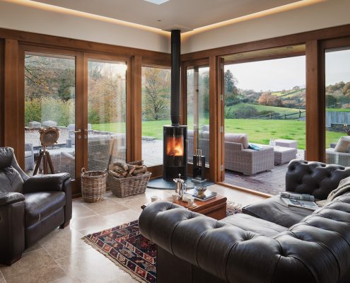Living room extension Cozy Living room extension with a log burner